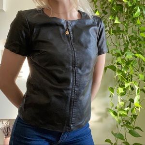 Express: Faux Leather T-Shirt